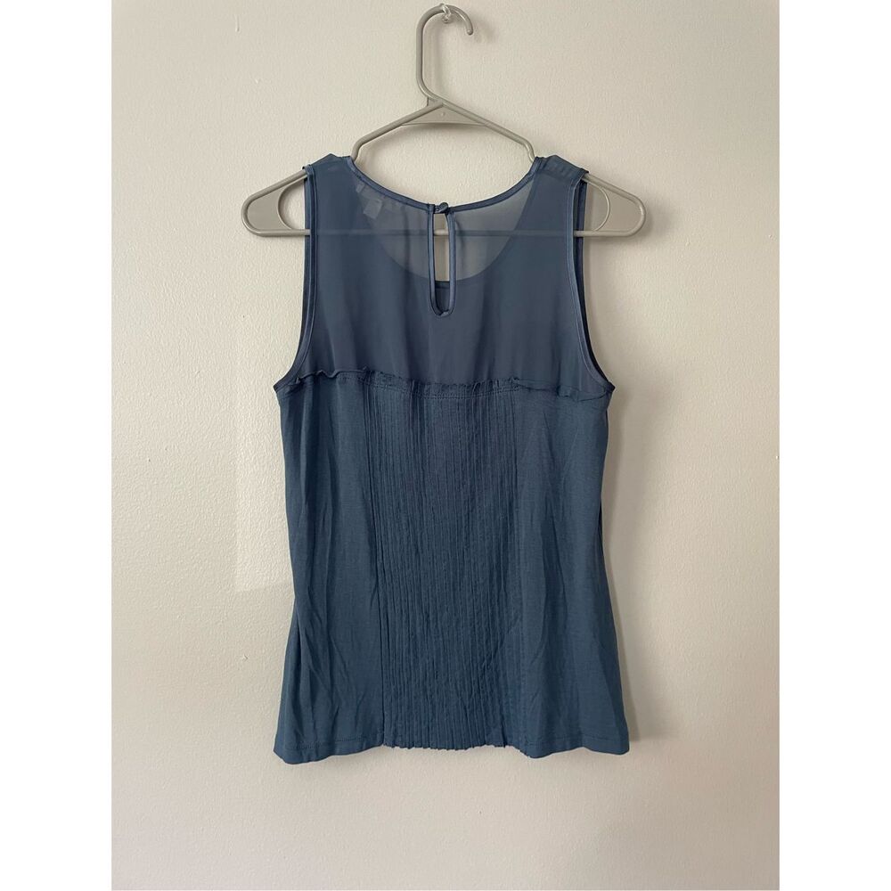 Kenar Medium Blue Tank Top Sheer Neckline Multimodal - Picture 4 of 4